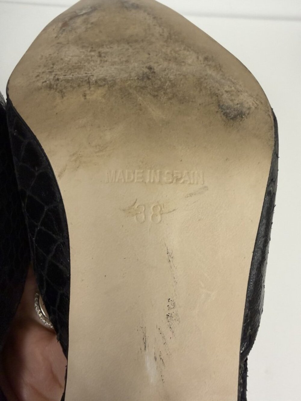 Bloomingdale's Vtg Y2K Kitten Heel Mules Black Leather Pointed Toe Whimsy Goth - Picture 7 of 11